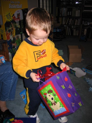 Steven opens gifts