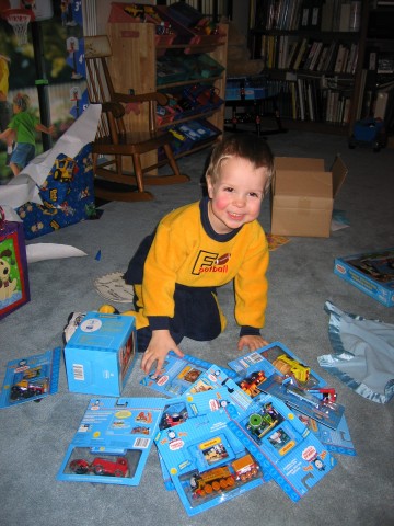 Steven opens gifts